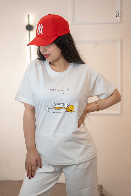 تیشرت زنانه چاپی نرمال طرح حلزون