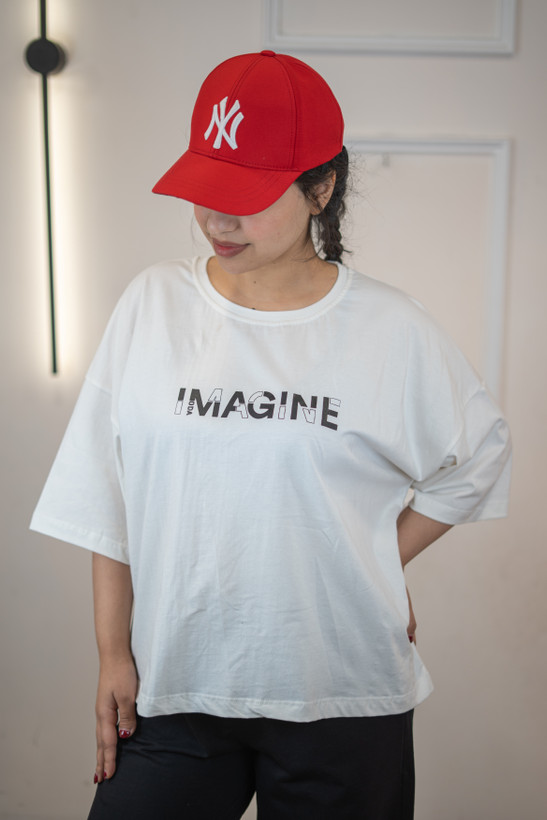 ست زنانه تیشرت و شلوار بگ طرح Imagine