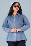 شومیز زنانه جین طرح گربه